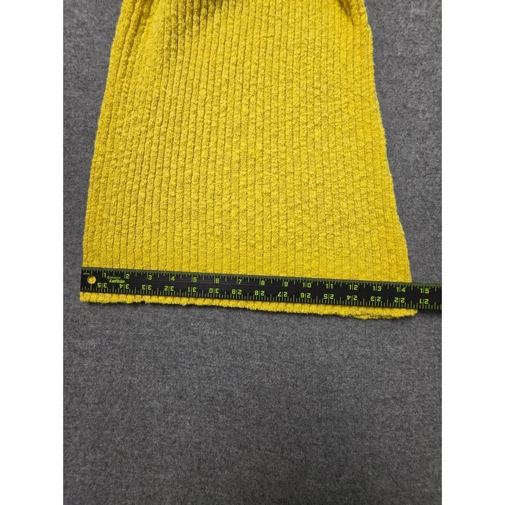 Free People FP Beach Knit Pants Women XS Yellow Flared Leg Elastic Waist Pull On